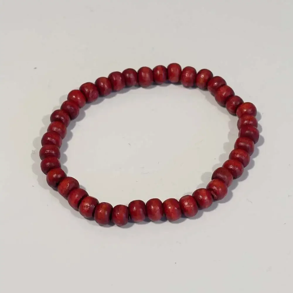 The Bead Chest Stackable Red Beaded Stretch Bracelet Jewelry